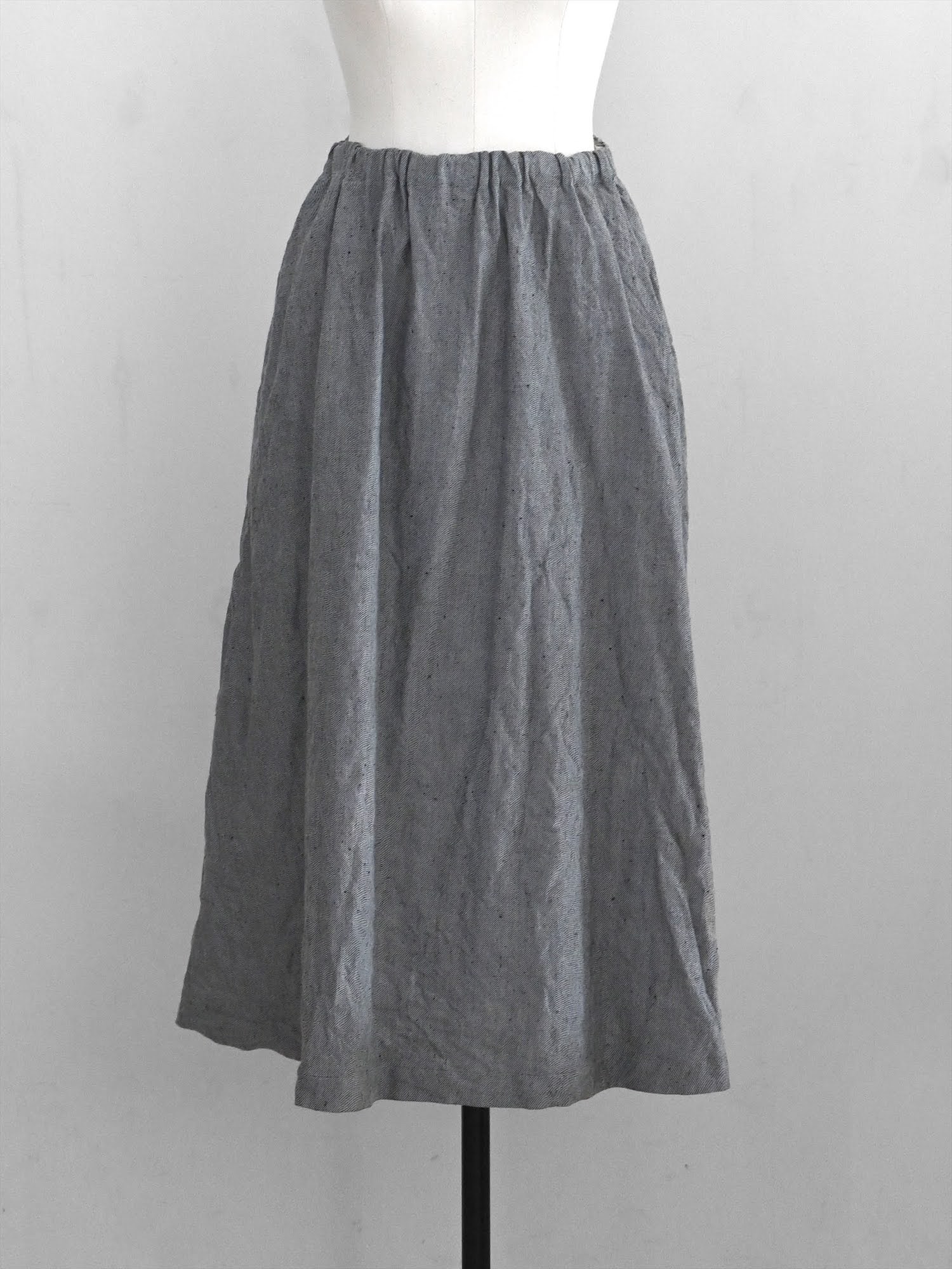 リネンコットンツイル　フレアギャザースカート　gray / pand catalogue