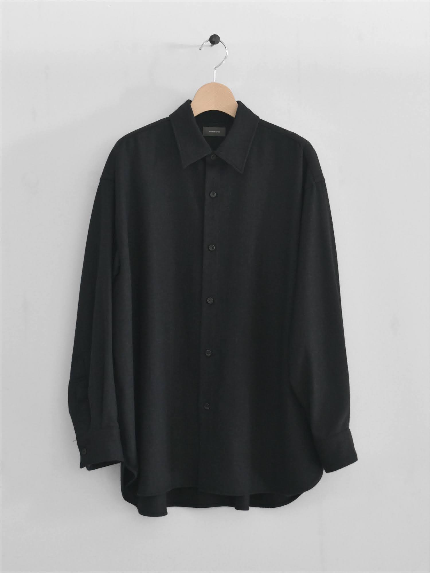 Botany wool regular collar shirt charcoal / pand catalogue